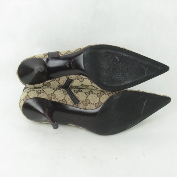 Gucci Beige/Ebonoy GG Fabric Side Zip Ankle Boots size 8 *Treasures of New York - Picture 8 of 15